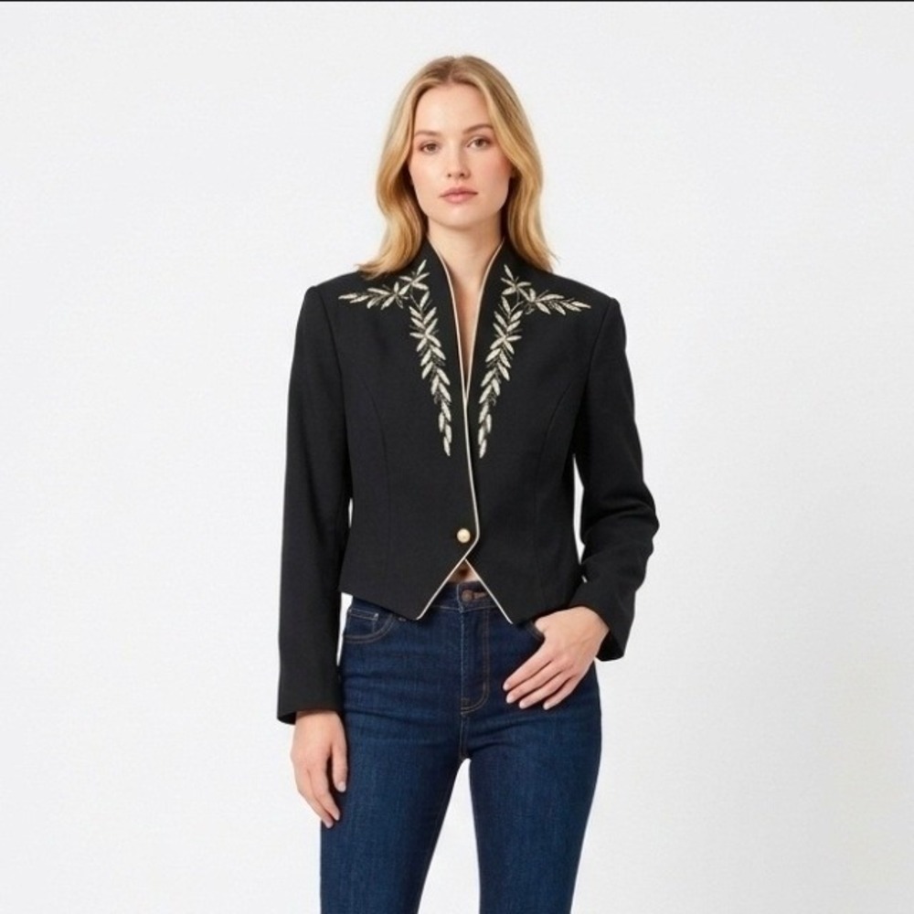 Hobby Horse Western Show Jacket Black Gold Embroidered Leaf 2X NWT Made in‎ USA